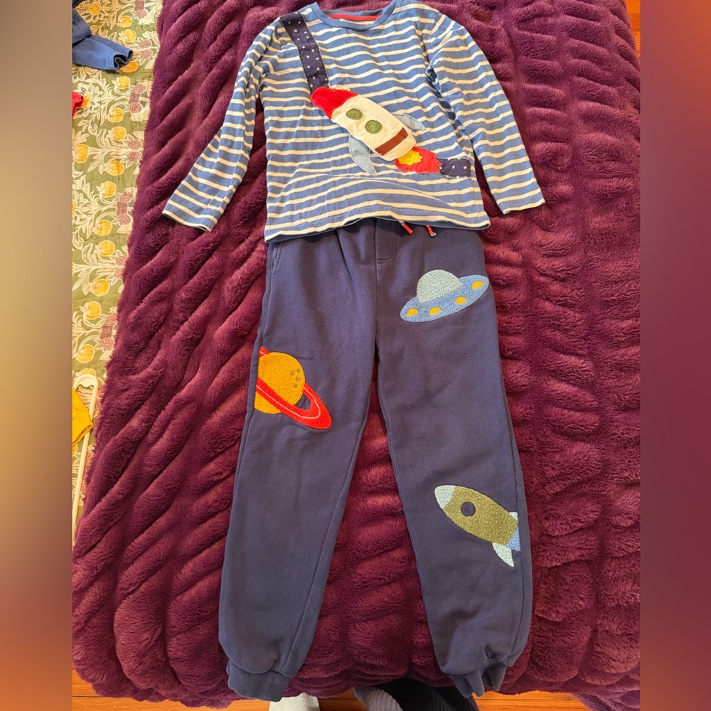Mini Boden Blue Space-Themed Outfit